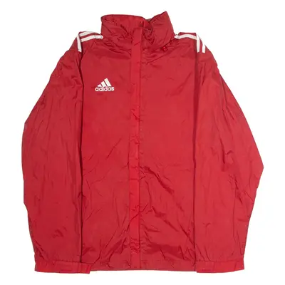 ADIDAS Mens Rain Jacket Red Hooded M