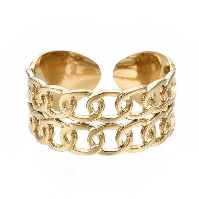 304 Stainless Steel Curb Chain Open Cuff Ring