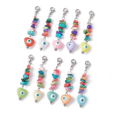 Heart with Evil Eye Resin Pendant Decorations