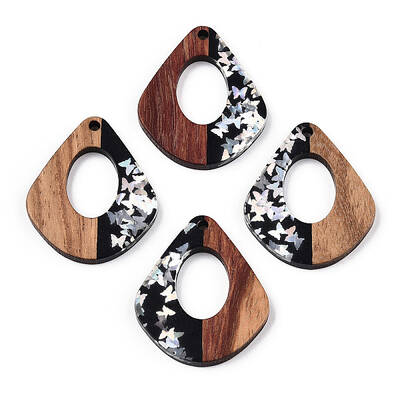 Opaque Resin & Walnut Wood Pendants