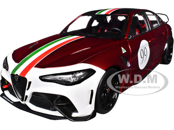 2022 Alfa Romeo Giulia GTAm 99 Red Metallic with Black Top and Italian Flag Stripes \
