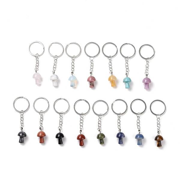 Mushroom Natural & Synthetic Gemstone Keychain