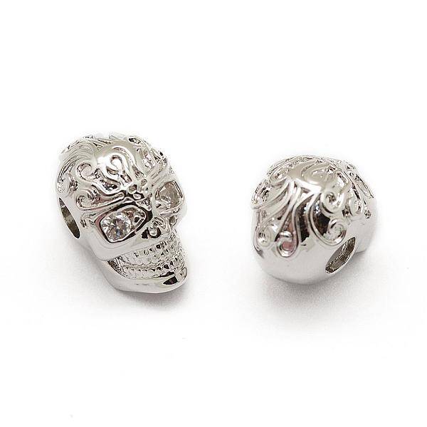 Brass Micro Pave Grade AAA Cubic Zirconia Beads