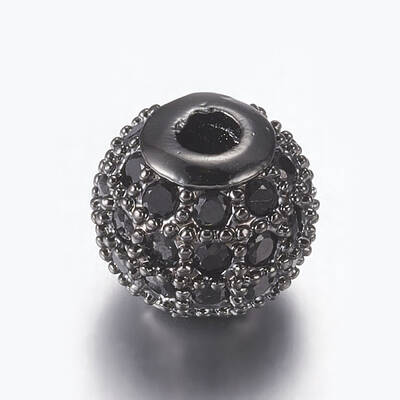 Brass Micro Pave Cubic Zirconia Beads