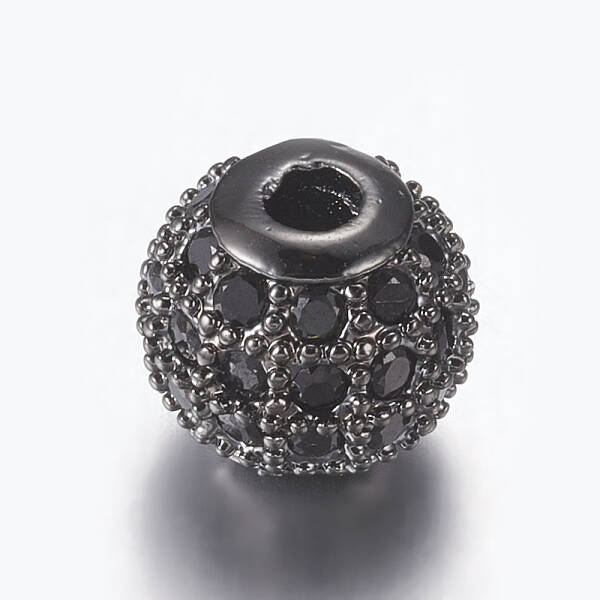 Brass Micro Pave Cubic Zirconia Beads
