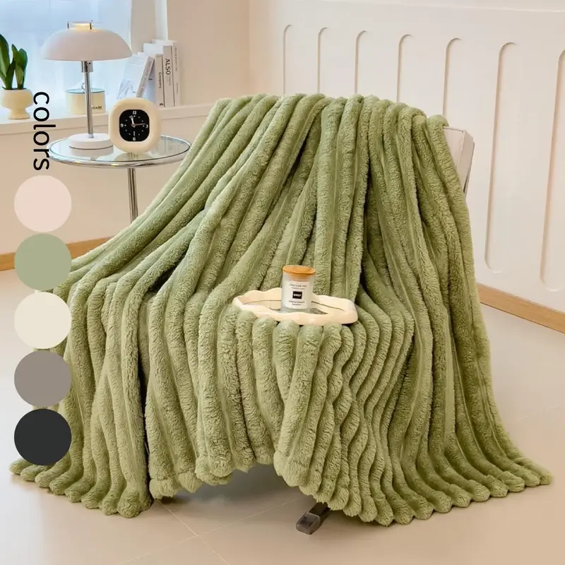 Solid Color Blanket, 1 Count 320GSM Soft Comfortable Warm Air-conditioned Room Throw, Suitable for Bed Sofa Bedroom Living Ro...