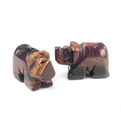 Natural Tiger Eye Carved Healing Rhinoceros Figurines