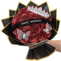 2025 Birthday Gifts for Her, DIY Glitter Roses Bouquet for Birthday,  DIY Fake Flowers Bouquet with Birthday Graduation Day S...