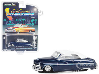 1950 Mercury Eight Chopped Top Convertible Lowrider Dark Blue Metallic with Light Blue Pinstripes and White Top and Interior ...
