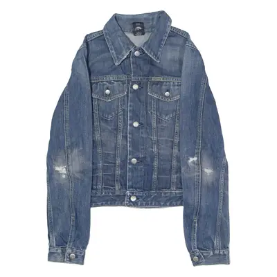 DIESEL Distressed Womens Denim Jacket Blue S
