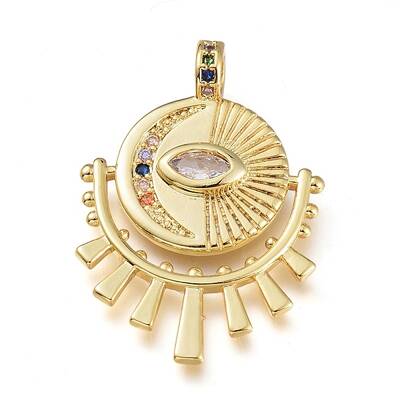 Brass Micro Pave Clear Cubic Zirconia Pendants