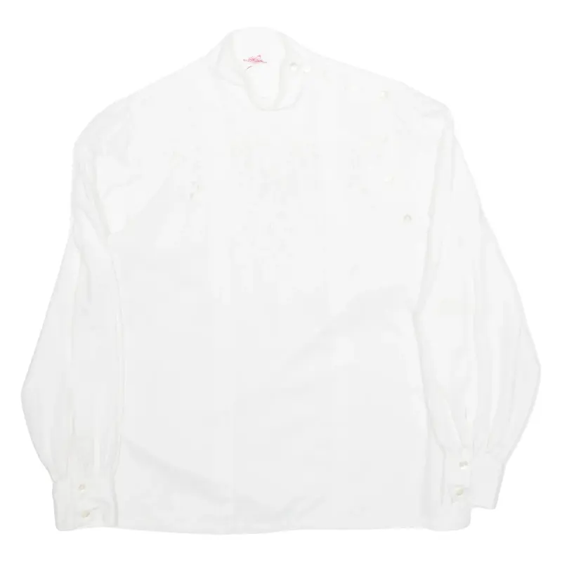 Womens Shirt White Button Neck Long Sleeve Viscose M