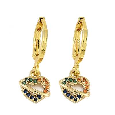 Brass Micro Pave Cubic Zirconia Hoop Earrings for Women