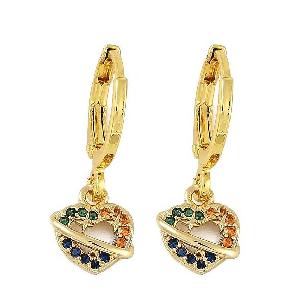 Brass Micro Pave Cubic Zirconia Hoop Earrings for Women