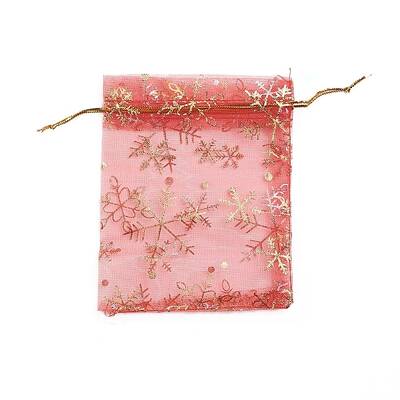 Golden Snowflake Printed Organza Packing Bags