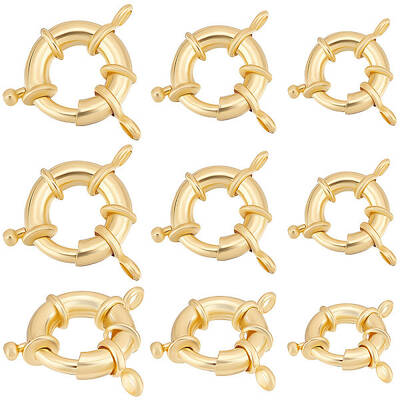 9Pcs 3 Styles Rack Plating Brass Spring Clasps