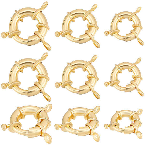 9Pcs 3 Styles Rack Plating Brass Spring Clasps