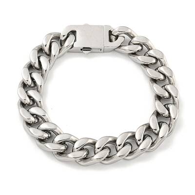 Non-Tarnish 201 Stainless Steel Cuban Link Chain Bracelets for Women and Men