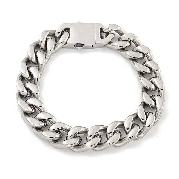 Non-Tarnish 201 Stainless Steel Cuban Link Chain Bracelets for Women and Men