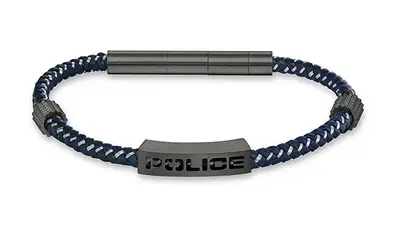 Police Elegante Bracciale Da Uomo In Pelle Blu Assault Peagb0034901
