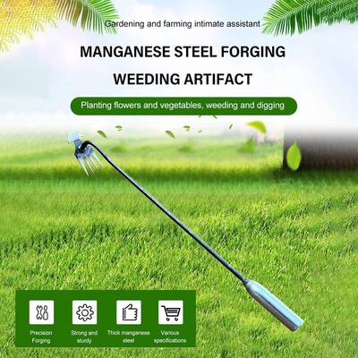 Dual Purpose Manual Weeders Tool, 4 Teeths Stainless Steel Hook Weed Puller Tool, Weeding Artifact Uprooting Weeding Too