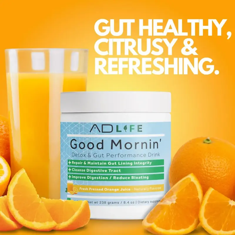 AD LIFE Good Mornin' Gut Detox & Digestion Support Powder with Apple Cider Vinegar L-Glutamine & Aloe Vera for Fast Acting Bl...