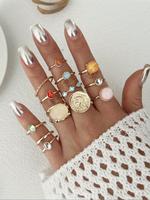 Boho Style Artificial Gemstone Decorated Cuff Ring, Fashion Accessories for Women & Girls, Trendy All-match & Exquisite Jewel...