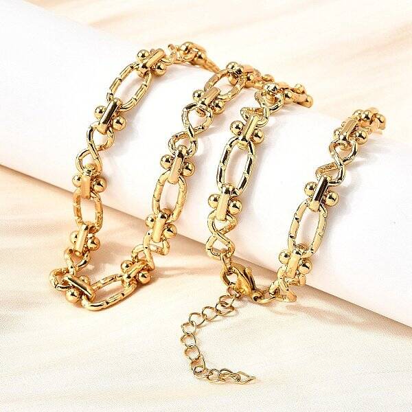 304 Stainless Steel Oval Textured Infinity Link Chain Necklaces for Women Men