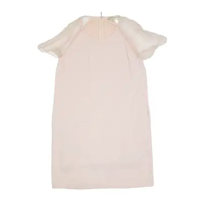 BURBERRY LONDON Sheer Shift Dress Pink Short Sleeve Knee Length Womens UK 6