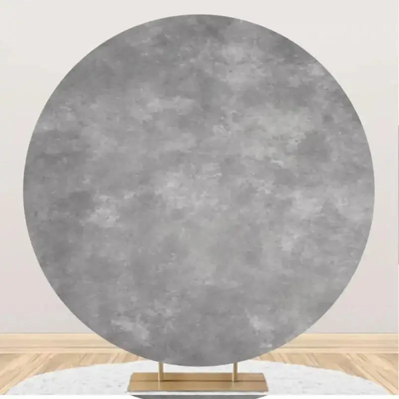Circle Gray Marble Abstract Texture Birthday Backdrop - Aperturee