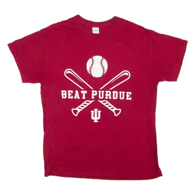 GILDAN Beat Purdue USA T-Shirt Red Short Sleeve Mens L