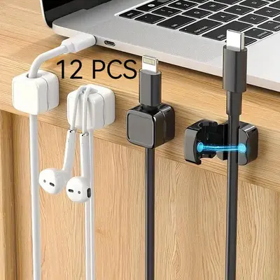 Magnetic Cable Clip, 12pcs Adjustable Non-slip Cable Organizer, Cable Management Tool for Home Office Desk Car