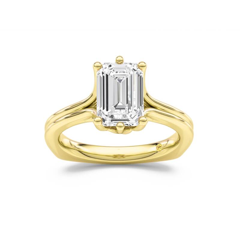 Fleur Emerald Cut Lab Grown Diamond Engagement Ring | 14K Yellow Gold 3 CT. TW.