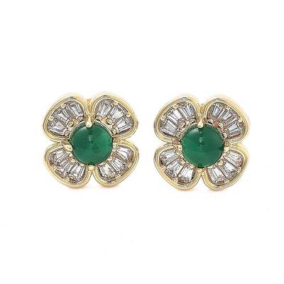 Brass Micro Pave Clear Cubic Zirconia Stud Earrings