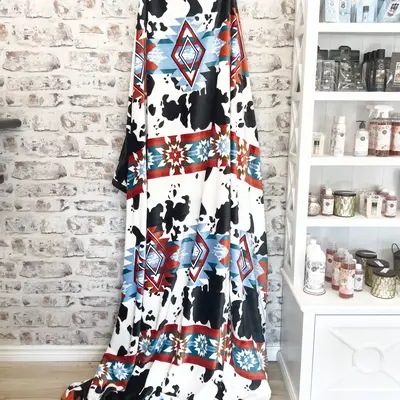 Z Blue Gypsy Cow Aztec Oversized Blanketz