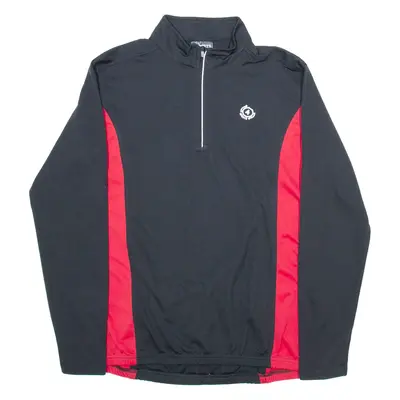 4 SPORTS Cycling Mens Jersey Black Long Sleeve 1/4 Zip L