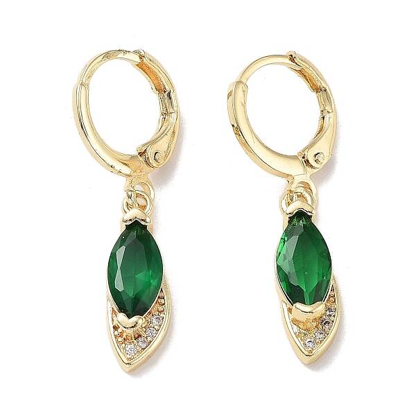 Real 18K Gold Plated Brass Dangle Leverback Earrings