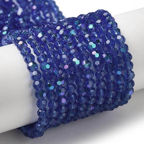 Electroplate Transparent Glass Beads Strands