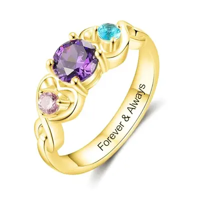 10K Gold Personalized Birthstone and Engraving Ring