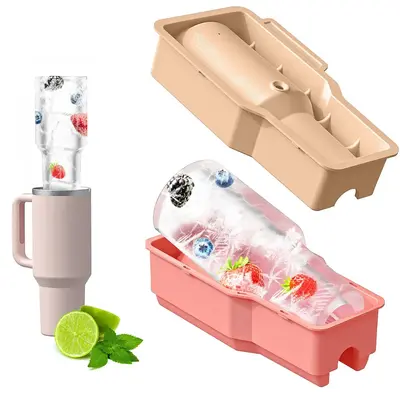 Large Capacity Ice Cube Tray for Stanley Cup, 1 Count Silicone Ice Cube Mold with Containers, Household Ice Cube Maker, Kitch...