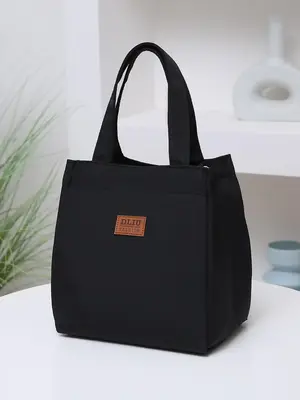 Unisex Minimalist Solid Color Lunch Bag, Casual Simple Zipper Insulated Lunch Bag, Versatile Lunch Bag for Work & School for ...