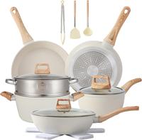 16PCS Pots and Pans Set Non Stick Cookware Set Nonstick with Cooking Set White 16pieces Super Easy To Clean Less CO2 Emission...