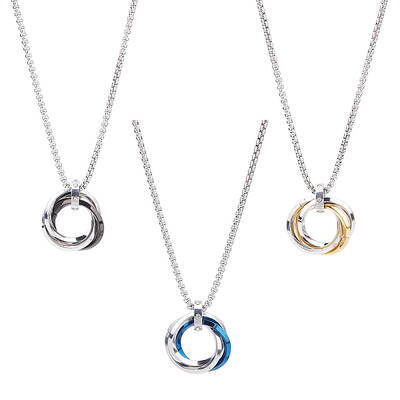 3Pcs 3 Colors Stainless Steel Pendant Necklaces Set