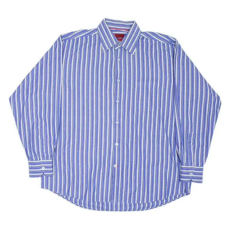 PIERRE CARDIN Mens Shirt Blue Striped Long Sleeve XL