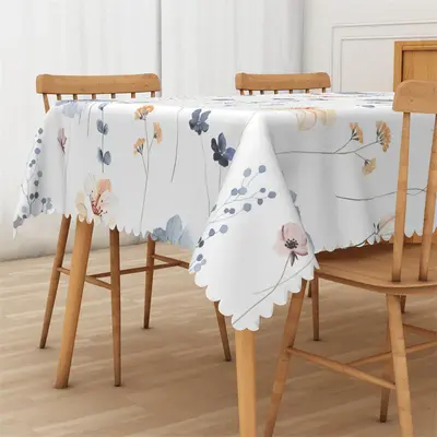 Covered With Ink Flowers White Rectangle Tablecloth - Aperturee