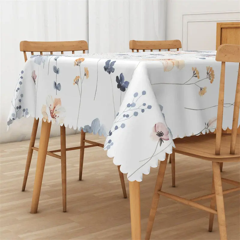 Covered With Ink Flowers White Rectangle Tablecloth - Aperturee