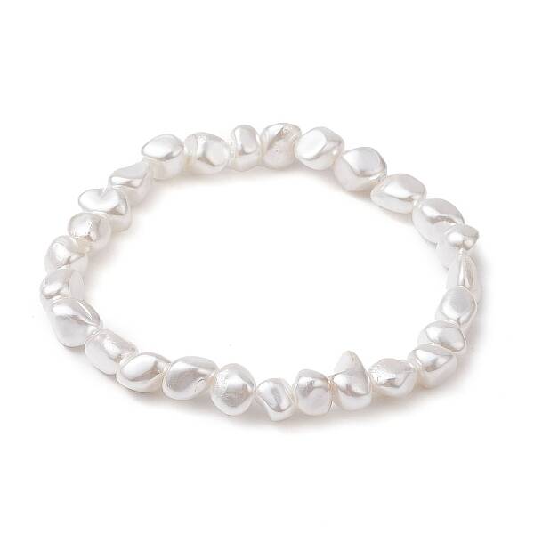 Electroplated Nuggets Shell Pearl Beaded Stretch Bracelets for Women