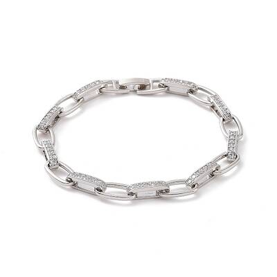Clear Cubic Zirconia Oval Link Chain Bracelet