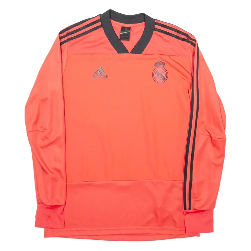 ADIDAS Mens Football Shirt Jersey Pink Long Sleeve V-Neck L