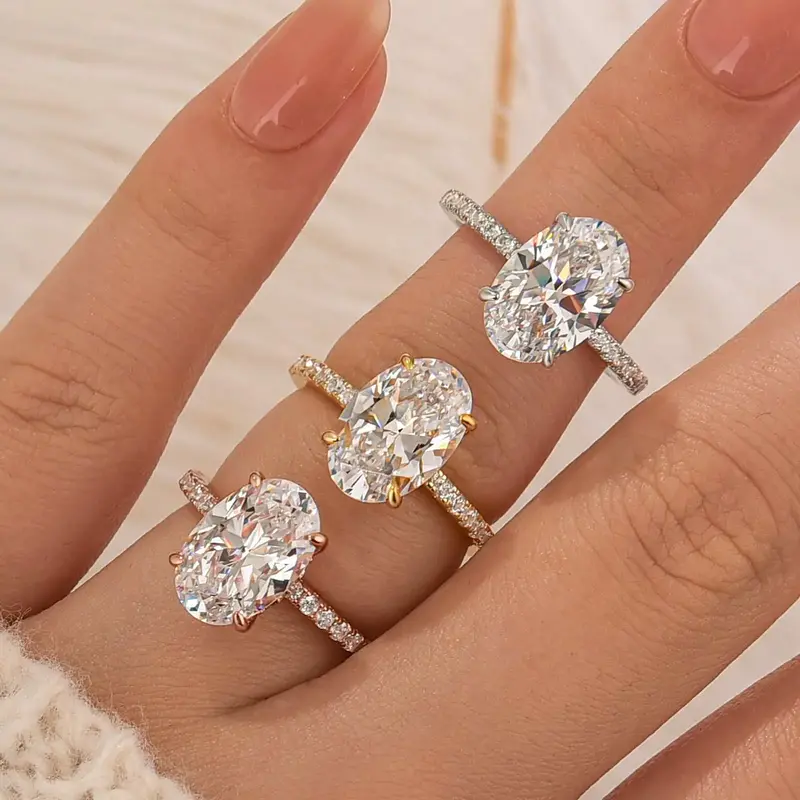 Effinny Classic 3.5ct Oval Cut Engagement Ring for Women, 5A Cubic Zirconia promise Ring In Sterling Silver Outdoorfun